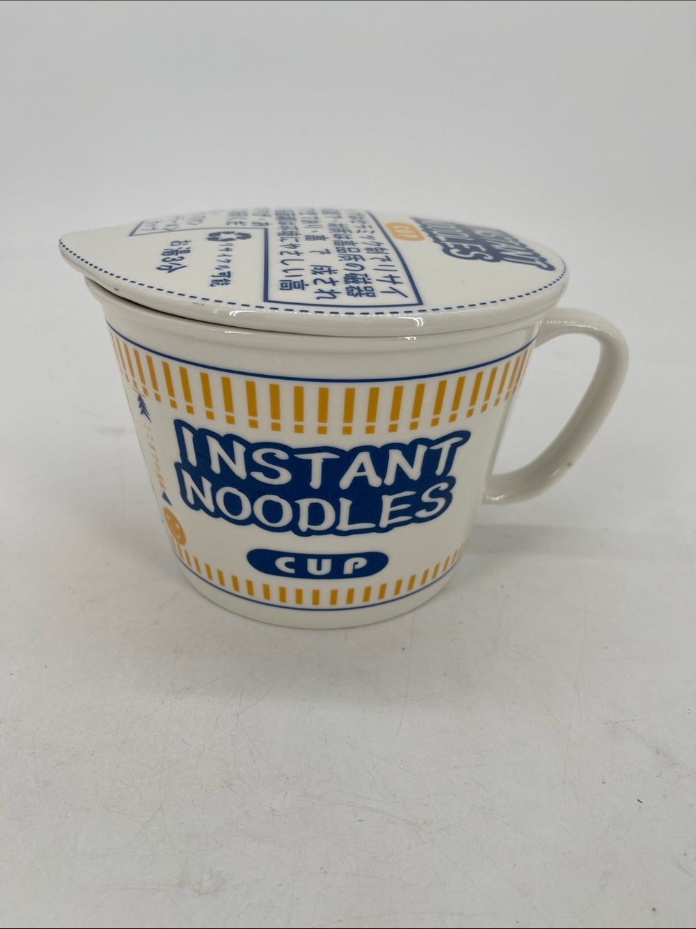 Instant Noodles Ceramic Bowl with Handle And Lid-Holds 28 Oz